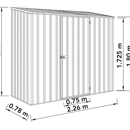 Garden Building Store Metal Shed Mercia Absco 7' 5 x 3 Monument Space Saver Metal Shed ESDXL20MET110AK 5029442005362