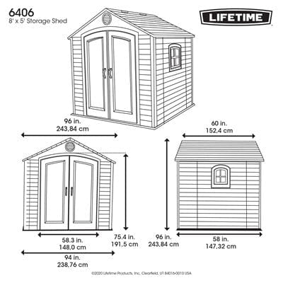 Lifetime Plastic Shed Lifetime 8x5ft Heavy Duty Plastic Garden Shed LFT 8x5 6406 5055280415957