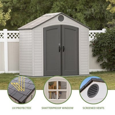 Lifetime Plastic Shed Lifetime 8x5ft Heavy Duty Plastic Garden Shed LFT 8x5 6406 5055280415957