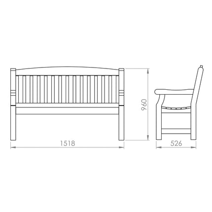 Mercia Benches & Bench Sets Mercia Carlton 5ft Premium Garden Bench ESDXL21PT053 5029442019994