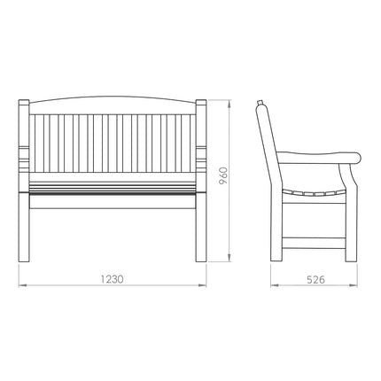 Mercia Benches & Bench Sets Mercia Carlton Two Seater 4ft Bench ESDXL21PT054 5029442019987