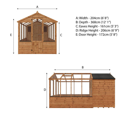 Mercia Greenhouse Mercia 12 x 6 Tongue and Groove Combi Greenhouse and Wooden Storage Shed Mercia 12 x 6 Tongue and Groove Combi Greenhouse and Wooden Storage Shed