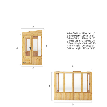 Mercia Greenhouse Mercia 8 x 4 Premium Woodsman Pent Glass Lean-To Greenhouse Mercia 8 x 4 Premium Woodsman Pent Glass Lean-To Greenhouse