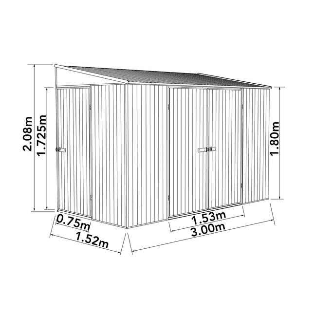 Mercia Metal Shed Mercia Absco 10x5 Woodland Grey Metal Bike Shed ESDXL20MET128AK 5029442013510