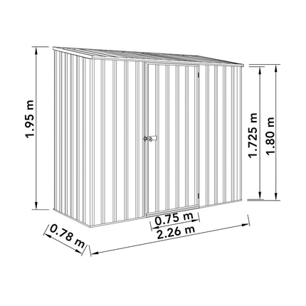 Mercia Metal Shed Mercia Absco 7' 5 x 3 Pale Eucalyptus Easy Build Pent Metal Shed ESDXL20MET008AK 5029442078830