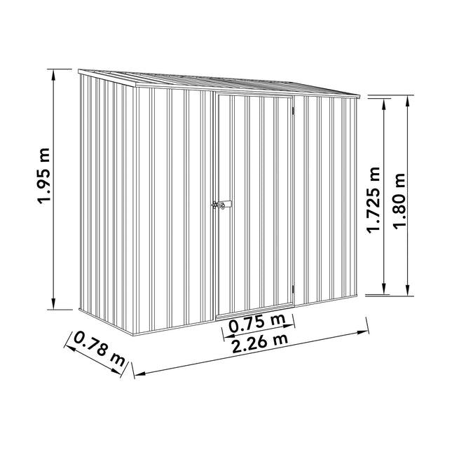 Mercia Metal Shed Mercia Absco 7' 5 x 3 Pale Eucalyptus Easy Build Pent Metal Shed ESDXL20MET008AK 5029442078830