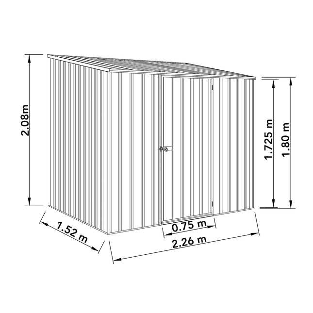 Mercia Metal Shed Mercia Absco 7' 5 x 5 Pale Eucalyptus Easy Build Pent Metal Shed ESDXL20MET004AK 5029442074641