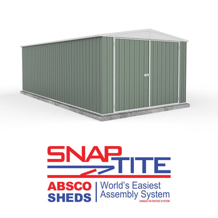 Mercia Metal Shed Mercia Absco Apex Metal Garage 10x20 - Pale Eucalyptus ESDXL20MET035-AK 5029442078885