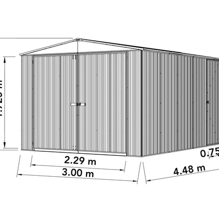 Mercia Metal Shed Mercia Absco Utility Workshop 10x15 - Zinc ESDXL20MET126-AK 5029442005522