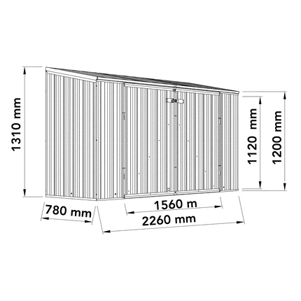 Mercia Metal Storage Mercia Absco 7x3 Zinc Metal Bike Store ESDXL20MET130AK 5029442018720