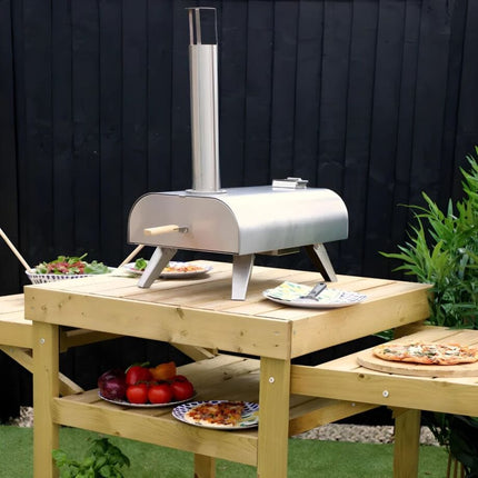 Mercia Outdoor Kitchen Mercia Pressure Treated Pizza Oven/BBQ Table ESDXL21PT048BR Mercia Pressure Treated Pizza Oven/BBQ Table 5029442013961