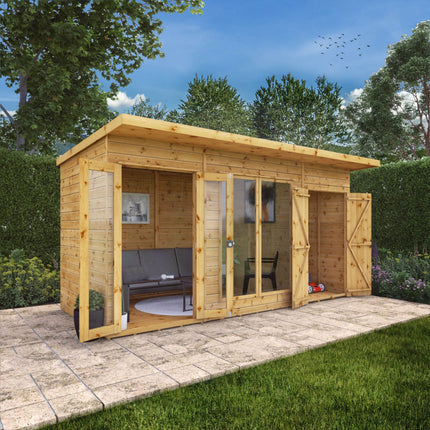 Mercia Summerhouse Mercia 14x6 Maine Summerhouse with Side Shed