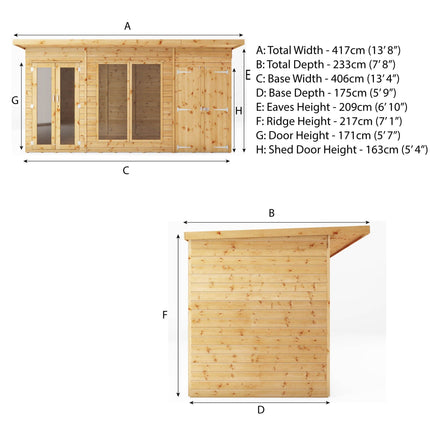 Mercia Summerhouse Mercia 14x6 Maine Summerhouse with Side Shed