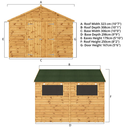 Mercia Wooden Shed Mercia 10x10ft Premium Shiplap Apex Workshop