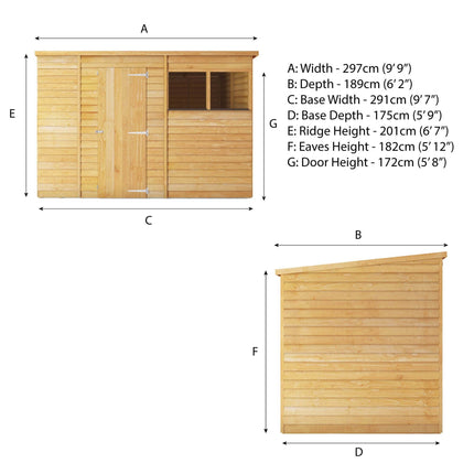 Mercia Wooden Shed Mercia 10x6 Overlap Pent Shed