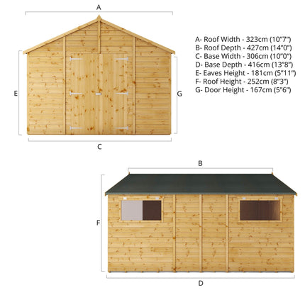 Mercia Wooden Shed Mercia 14x10 Premium Shiplap Apex Workshop