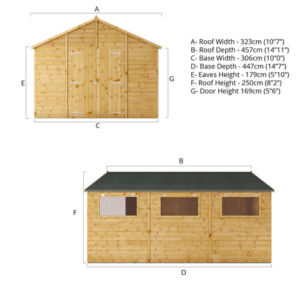 Mercia Wooden Shed Mercia 15 x 10 Premium Shiplap Apex Workshop