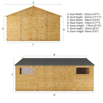 Mercia Wooden Shed Mercia 18 x 10 Premium Shiplap Apex Workshop