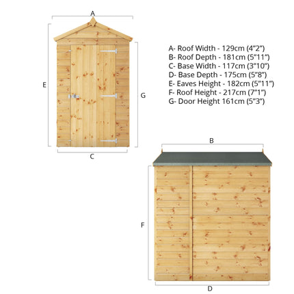 Mercia Wooden Shed Mercia 6x4 Modular Shiplap Apex Windowless Wooden Shed