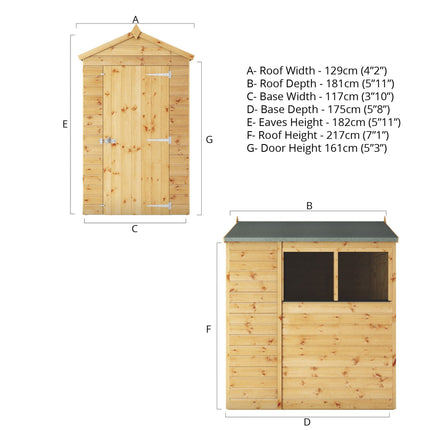 Mercia Wooden Shed Mercia 6x4 Modular Shiplap Apex Wooden Shed