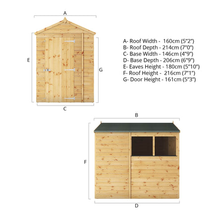 Mercia Wooden Shed Mercia 7x5 Modular Shiplap Apex Shed