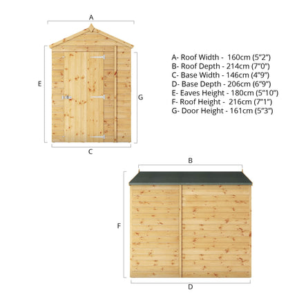 Mercia Wooden Shed Mercia 7x5 Modular Shiplap Apex Windowless Shed