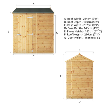 Mercia Wooden Shed Mercia 7x5 Modular Shiplap Apex Windowless Shed