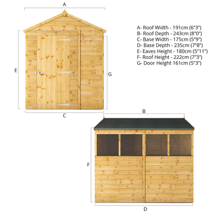 Mercia Wooden Shed Mercia 8x6 Modular Shiplap Apex Shed