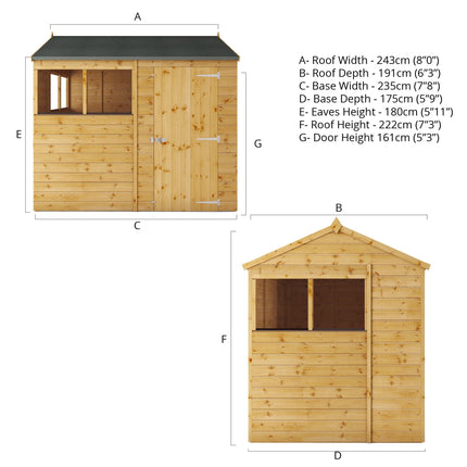 Mercia Wooden Shed Mercia 8x6 Modular Shiplap Apex Shed