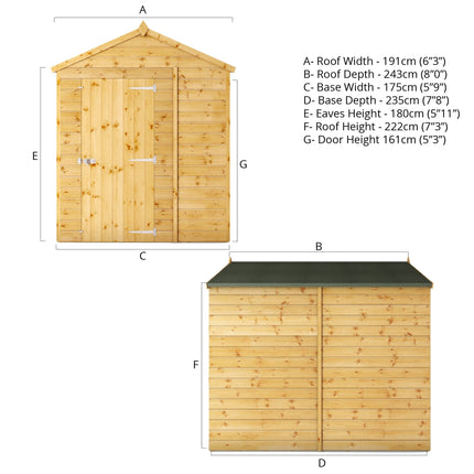 Mercia Wooden Shed Mercia 8x6 Modular Shiplap Apex - Windowless