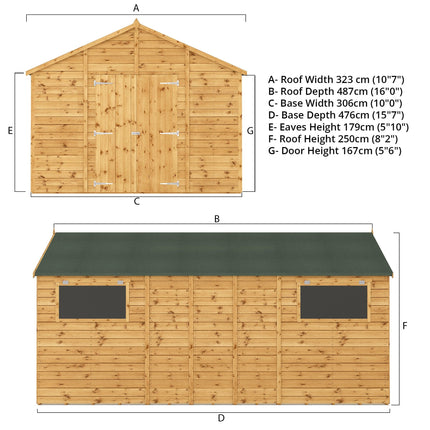 Mercia Wooden Shed Mercia Premium Shiplap Apex Workshop 16 x 10