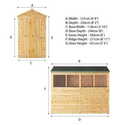 Mercia Wooden Shed Mercia The Woodsman 8x4 Shiplap Apex Wooden Shed SI-100-001-0003 Mercia The Woodsman 8x4 Shiplap Apex Wooden Shed