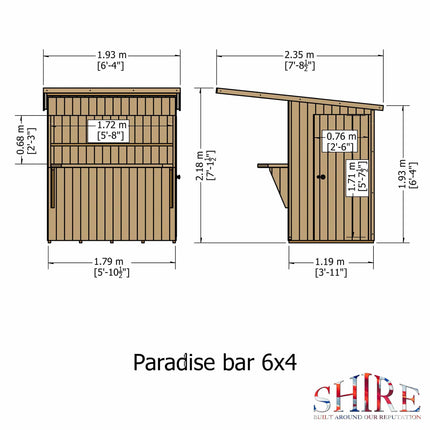 Shire Garden Bar Shire 6x4 Paradise Pent Garden Bar