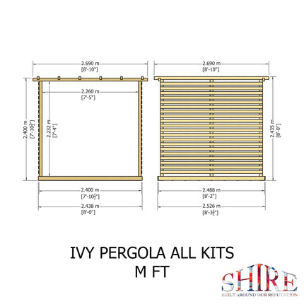 Shire Pergola Shire Ivy Pergola Kit with Decking & Sides 8x8