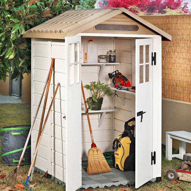 Shire Plastic Shed Shire 4x4 Tuscany EVO 120 Plastic Shed TEVO1202PVC-1AA 5060490133287