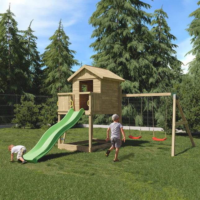 Shire Play Equipment Shire Galaxy Playfort Wooden Climbing Frame with Slide and Swings PCFG05136PK-1AA Shire Galaxy Playfort Wooden Climbing Frame with Slide and Swings 5060370117673