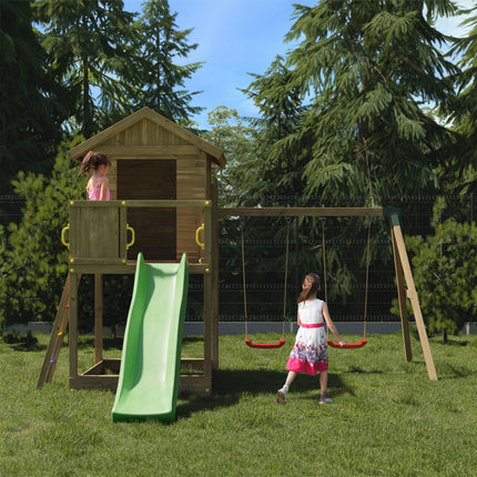 Shire Play Equipment Shire Galaxy Playfort Wooden Climbing Frame with Slide and Swings PCFG05136PK-1AA Shire Galaxy Playfort Wooden Climbing Frame with Slide and Swings 5060370117673