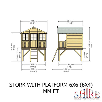 Shire Playhouse Shire 6x4 Stork Playhouse with Platform & Slide