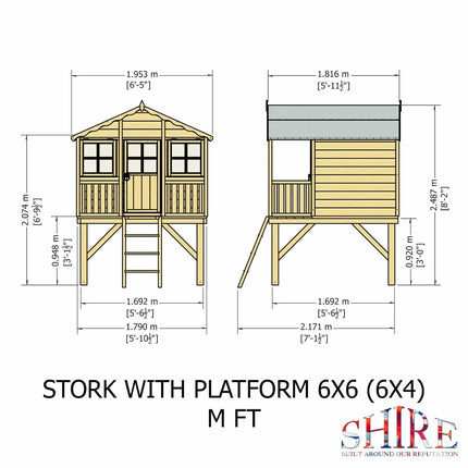 Shire Playhouse Shire 6x4 Stork Playhouse with Platform & Slide