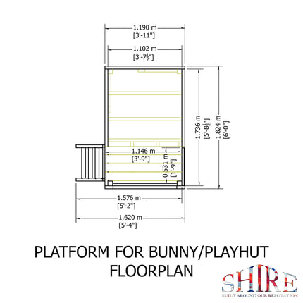 Shire Playhouse Shire Bunny Playhouse 6x4 with Platform & Slide