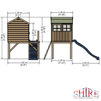 Shire Playhouse Shire Bunny Playhouse 6x4 with Platform & Slide