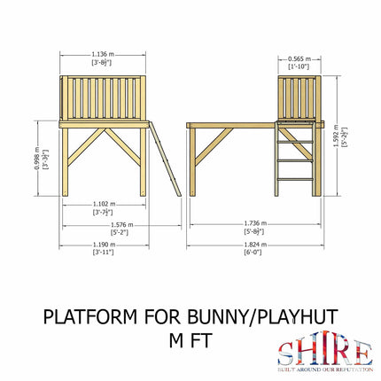 Shire Playhouse Shire Bunny Playhouse 6x4 with Platform & Slide