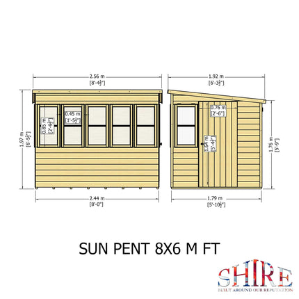 Shire Potting Shed Shire 8x6 Sun Pent Potting Shed