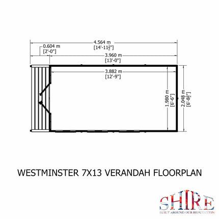 Shire Summerhouse Shire Westminster Summerhouse 13x7 with Veranda