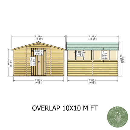 Shire Wooden Shed Shire 10x10 Overlap Shed Double Door With Windows Shire 10x10 Overlap Shed Double Door With Windows