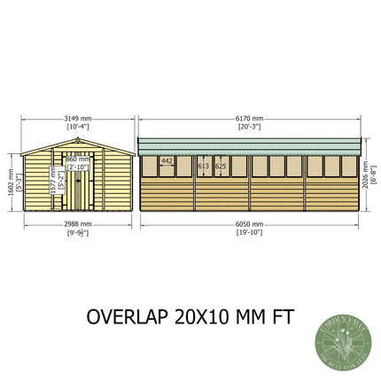 Shire Wooden Shed Shire 10x20 Overlap Shed with Windows - Dip Treated Shire 10x20 Overlap Shed with Windows - Dip Treated