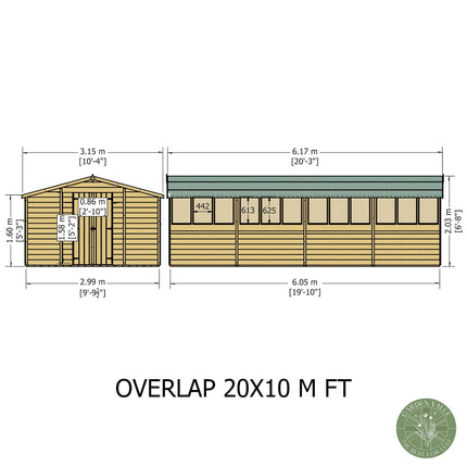 Shire Wooden Shed Shire 10x20 Overlap Shed with Windows - Dip Treated Shire 10x20 Overlap Shed with Windows - Dip Treated