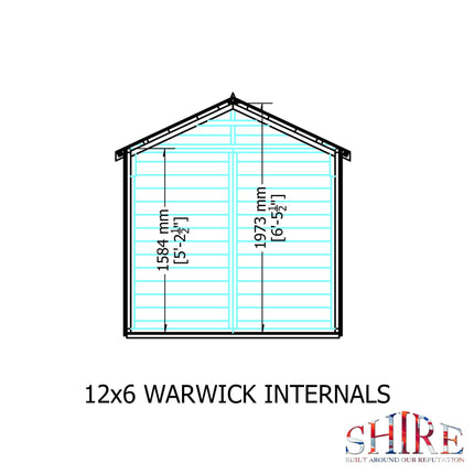 Shire Wooden Shed Shire 12x6 Warwick Shed Apex Double Door