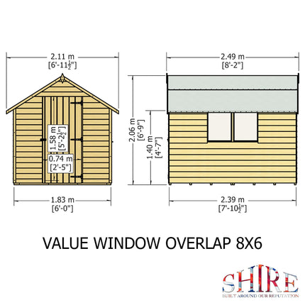 Shire Wooden Shed Shire 8x6 Overlap Shed Dip Treated With Windows