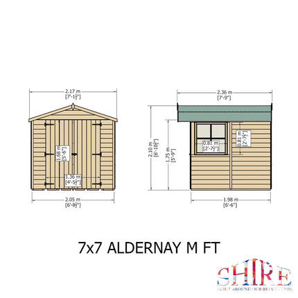 Shire Wooden Shed Shire Alderney 7x7 Shed Apex Double Door Workshop